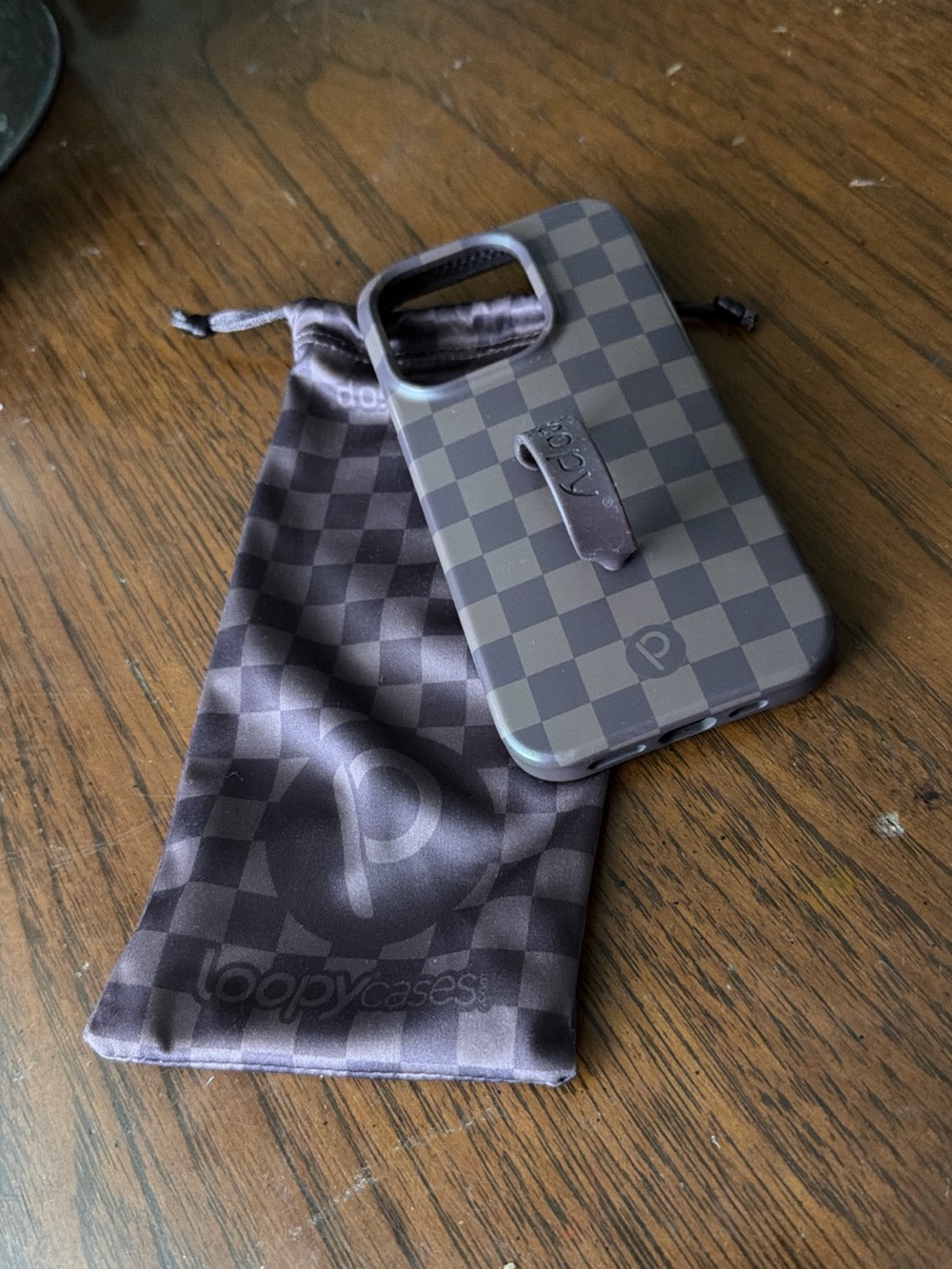 Loopy Case Brown Checkered Phone Case with Grip Strap